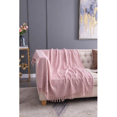 Sapphtopaz 50x60" Decorative Cotton Throw Blanket with Tassels, 2-Pack Decorative Recycled Cotton Accent Blanket, Lightweight Blanket for Bed, Couch