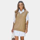 Women's Cable Knit V Neck Sweater Vest - Cupshe