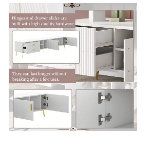 TV Stand For Television, Entertainment Center With Storage, ​TV Stand With 4 Invisible Storage Spaces And 3 Open Shelves 5 Champagne Legs Modern Styl - 1 of 4