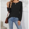 Women's Shirt Crew Neck Long Sleeve T-Shirt Loose Soft Pullover for Women - 2 of 4