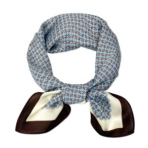 Wrapables Satin Neckerchief Square Scarf 26.5 x 26.5 Inches, Blue Circlets - 1 of 4