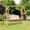 Outsunny 6.5' Outdoor Rustic Loveseat Solid Wood Natural Log Garden Swing - 3 of 4