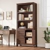 5-tier Bookcase with 2 Doors and 1 Drawer, Modern Pantry Cabinet with Adjustable Shelves, Wooden Storage Cabinet for Living Room, Study, Home Office - 3 of 4