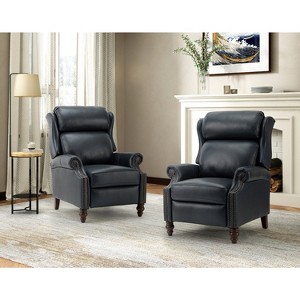 Set of 2 Ripheus Genuine Leather Manual Recliner with Nailhead Trims and Solid Wood Legs | KARAT HOME - 1 of 4