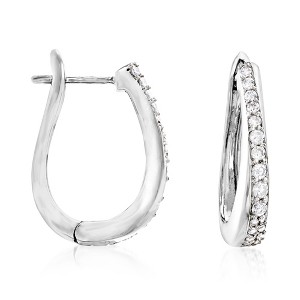 Ross-Simons 0.50 ct. t.w. Diamond Hoop Earrings in Sterling Silver - 1 of 3
