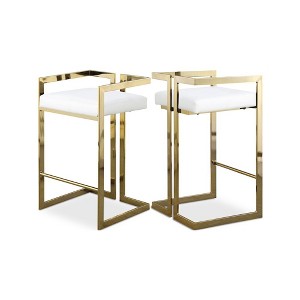 Meridian Furniture,Ezra White Vegan Leather Stool, Set of 2 - 1 of 4