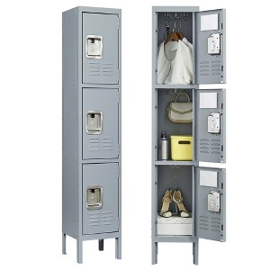 66" Metal Locker Storage Cabinet, Employees Metal Locker with Door, Lockable File Cabinet, Storage Locker for School Gym Home Office Garage - 1 of 4