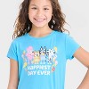 Girls' Bluey Happiest Day Short Sleeve Graphic T-Shirt - Blue - 2 of 4