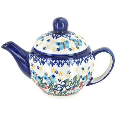 Blue Rose Polish Pottery Garden of Eden Individual Teapot