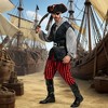 Joyfy Men Pirate Costume, Adult Pirate Shirt Vest Viking Pants Hat Set for Halloween Themed Parties - 3 of 4