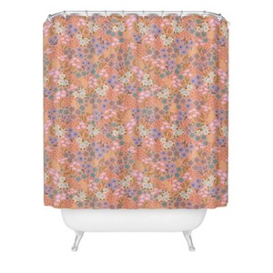 Schatzi Joycelyn Ditsy Apricot Shower Curtain Brown - Deny Designs: Abstract Microfiber Bathroom Decor, Machine Washable - 1 of 2