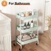 ChicFurnit Kitchen Carts and Islands 3 Tier Small Rolling Cart Universal Storage Mobile Utility Cart for Kitchen, Green, 17.4"*31"*12" - 3 of 4