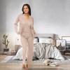 ADR Women's Pajamas Set, Soft Ribbed Knit Waffle 3 Piece Lounge Set - Cardigan Sweater, Cami Top Shirt, Pajamas Pants - 2 of 4