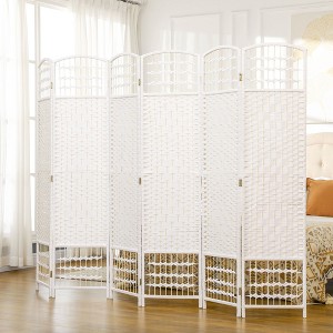 NicBex 5.6' Tall 6-panel Room Divider Folding Privacy Screen for Room Separation, Wave Fiber Freestanding Wall Partition, White - 1 of 4