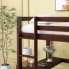 VASIP Twin Loft Bed with Built-In Desk - Solid Rubber Wood, Safety Rails + Ladder, Space-Saving Modern Kids/Teens Bed Furniture, Brown - 4 of 4