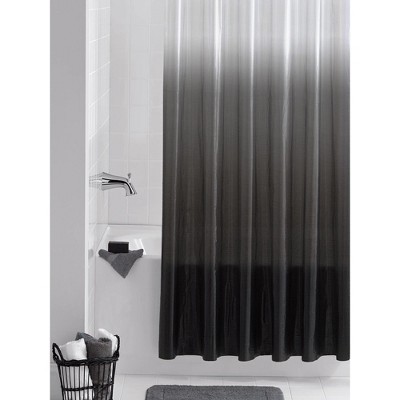 LunaLulinlk PEVA shower curtain with hooks, black, white