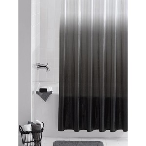 LunaLulinlk PEVA shower curtain with hooks, black, white - 1 of 4