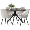 5-Piece Black Round Dining Table Set, 42'' Pedestal Table with 4 Upholstered Chairs, Modern Kitchen & Dining Room Furniture-Maison Boucle - 2 of 4