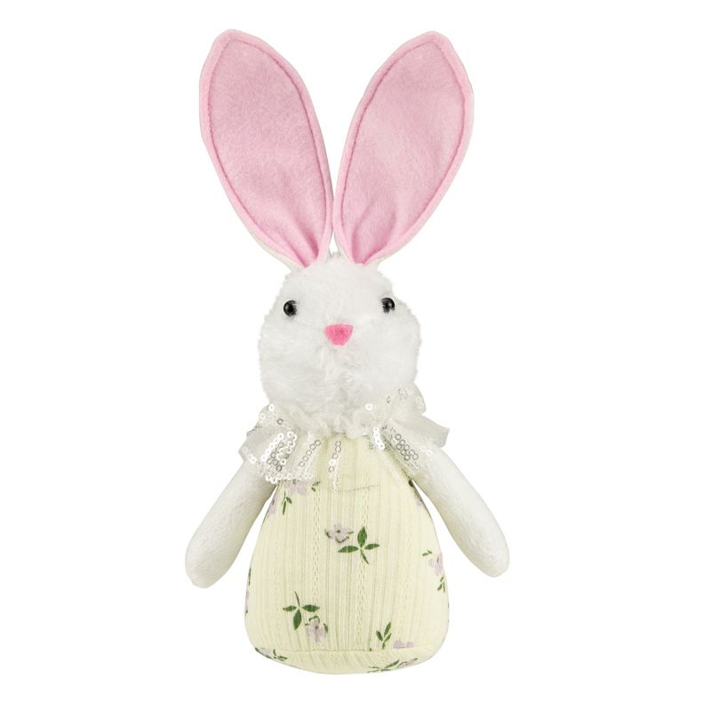 Northlight 11" Yellow Spring Floral Easter Bunny Figure, 1 of 6