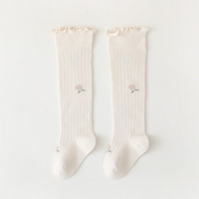 MyKids-Usa Baby Solid Color Wooden Ear Design Over Knee Socks In Autumn