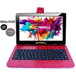 LINSAY 10.1" Octa Core 128GB Storage Android 14 Tablet Dual Camera Android with Black Keyboard - 1 of 3