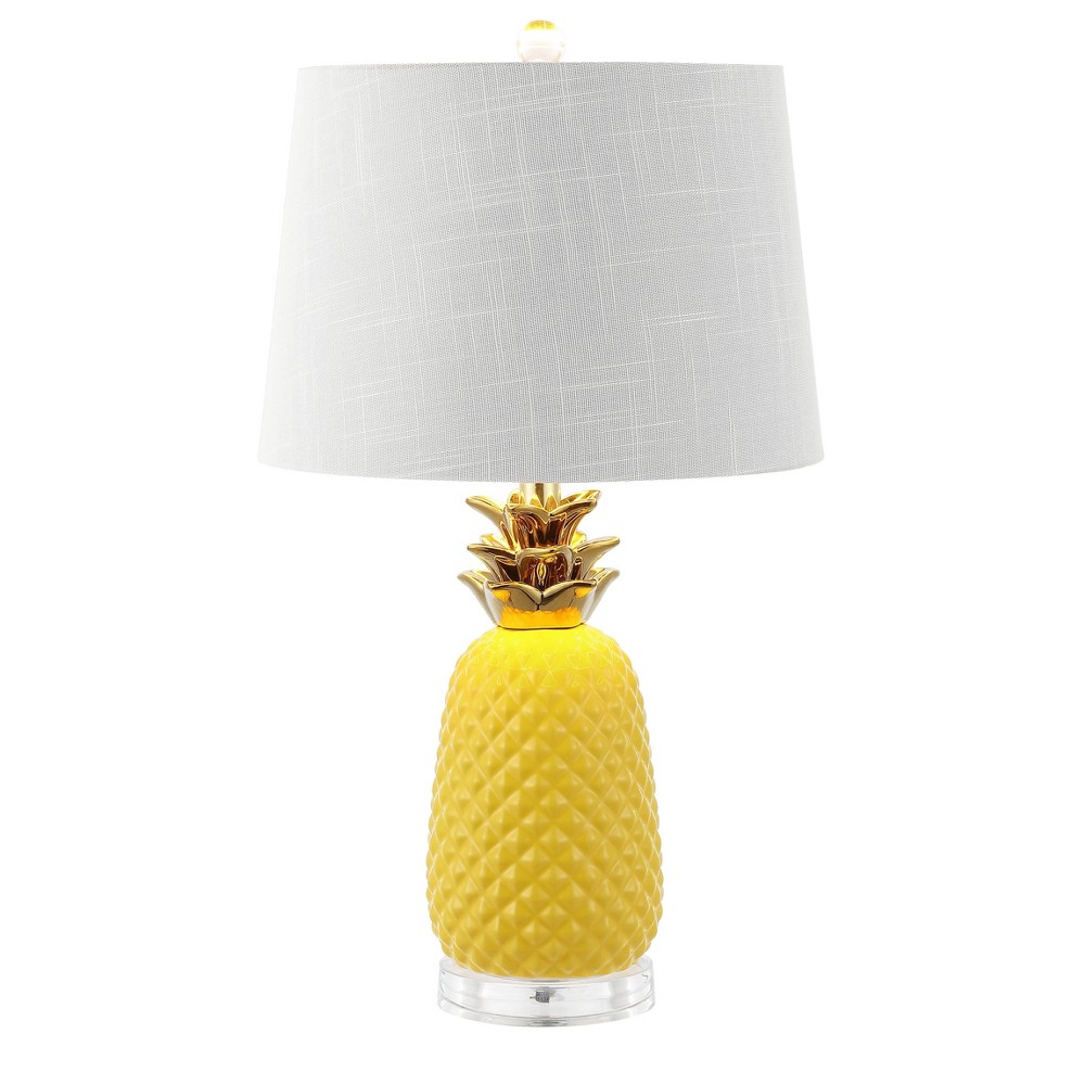 23"" Pineapple Classic Vintage Ceramic LED Table Lamp Yellow/Gold LED Light Bulb (Includes LED Light Bulb) - JONATHAN Y -  88380307
