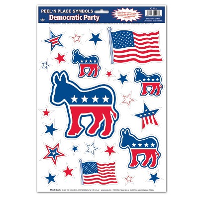 Beistle Democratic Peel 'N Place, 12" x 17" Sh, (75/Pkg) Multicolored