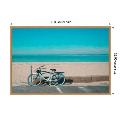 Bike to the Beach Framed Canvas Art in Sylvie Maple