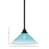 Toltec Lighting Any 1 - Light Pendant in  Matte Black with 16" Teal Crystal Shade - 2 of 2