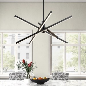 Rennnsan Mirove 27" W 4 -Light Aluminum LED Modern Sputnik Chandelier in Black & Chrome & Gold - 1 of 4