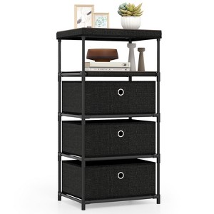 Tangkula 3-Drawer Dresser w/ Shelf w/ Fabric Bins Industrial Storage Tower Unit - 1 of 4