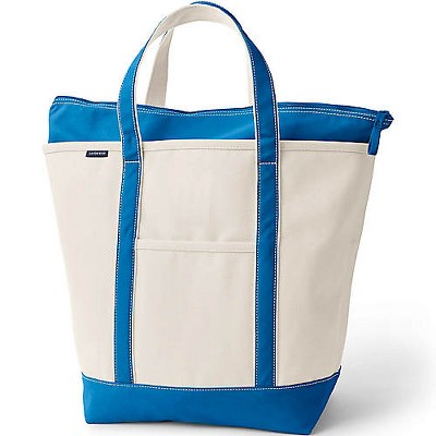 Lands' End Large Natural 5 Pocket Zip Top Canvas Tote Bag - - Natural ...