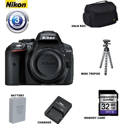 Nikon D5300/D5600 DSLR Camera (Body Only, Black) with Sandisk 32GB | Spider Tripod | Case & 3 Year Extended Warranty