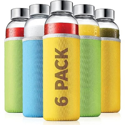 Glass Bottles 6 Pack 18oz Clear Eco Friendly With Leak Proof Stainless   GUEST 4cfed0dd Cf5a 481d A34d 7737330b03bd