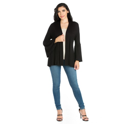 24seven Comfort Apparel Bell Sleeve Flared Open Front Cardigan : Target