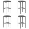 vidaXL 5 Piece Patio Bar Set with Cushions Gray Poly Rattan - 4 of 4