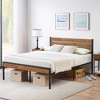 Queen Platform Bed Frame with Wooden Headboard and Metal Slats/Rustic Country Style Mattress Foundation/Strong Metal Slats Support/Easy Assembly/Brown - 2 of 4