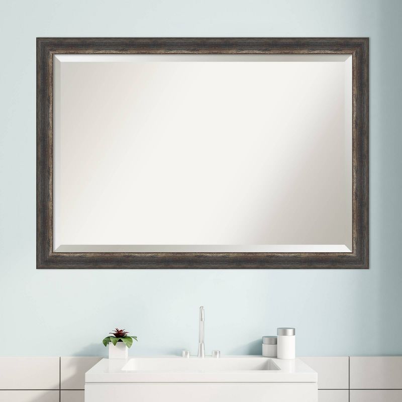 Bark Rustic Framed Bathroom Vanity Wall Mirror Charcoal - Amanti Art, 6 of 10