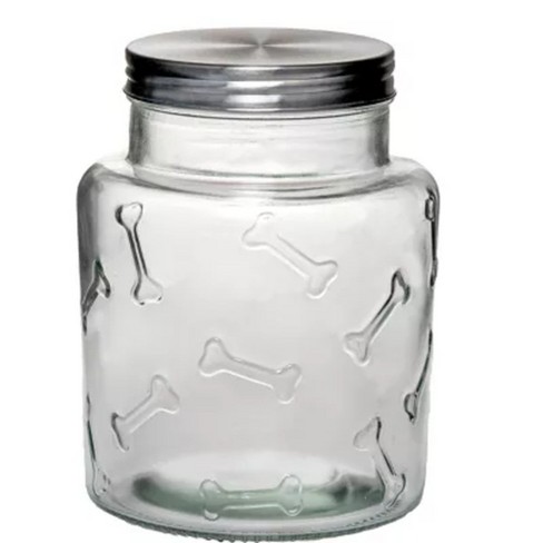 Amici Pet Bailey Bones Glass Canister 70 ounces Pet Treat Container Airtight Dog Bone Design Dishwasher Safe 70 Oz. Target