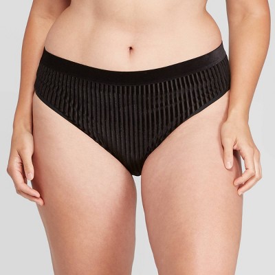 Women's Plus Size Velvet Ribbed Briefs - Colsie™ Black 2X