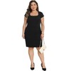 Women's Plus Size Square Neck Short Sleeve Sheath Bodycon Formal Business Office Midi Pencil Dresses - Agnes Orinda - 3 of 4