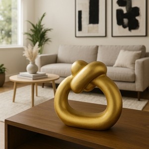 Modern Metal Twist Statue - Shelf Accent and Office Styling Piece for Living Room Styling - Decorative Sculpture for Coffee Table or Room Display - 1 of 4