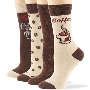 Women Cotton Calf Patterned Socks - 4 Pack - Striped, Dot, Geometric - M/L - Black, Brown, Navy | 7BIGSTARS KINGDOM - 1 of 4