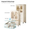 LIVAREEmlen 25.59" Side Wide Folding Wardrobe with Magnetic Door and Wheels( One Layer of Wardrobe + Two Layers of Folding Boxes+10 Hangers ) - 4 of 4