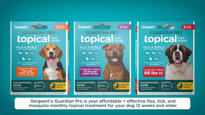 Sergeant&#39;s Guardian Pro Flea &#38; Tick Topical Treatment for Dogs - 7-33 lbs - 3ct, 2 of 10, play video