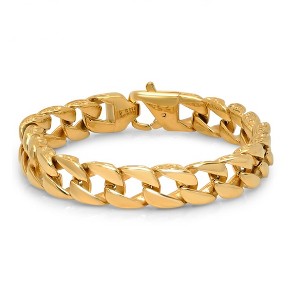 Steeltime Men's stainless steel link bracelet. Color Options: Silver, Gold - 1 of 4