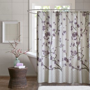 PAGED 72x72 Inch Shower Curtain Modern Cotton Shower Curtain with Large Floral Print for Bathroom, Machine Washable - 1 of 4