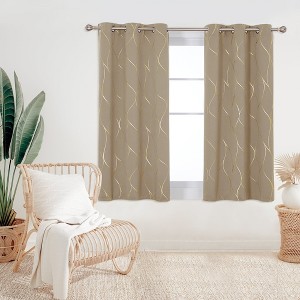 Deconovo Gold Line 52 Width Curtain Panel Pair (2 Panel) - 1 of 4
