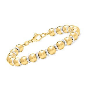 Ross-Simons Italian 18kt Gold Over Sterling and Sterling Silver Bead Bracelet - 1 of 3