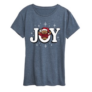 Women's - Instant Message - Joy Teddy Bear Short Sleeve Graphic T-Shirt - 1 of 4